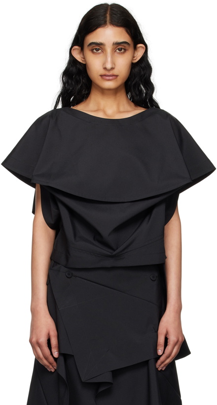 Photo: 132 5. ISSEY MIYAKE Black Bubble Solid Blouse