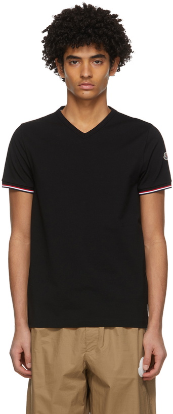 Photo: Moncler Black V-Neck T-Shirt