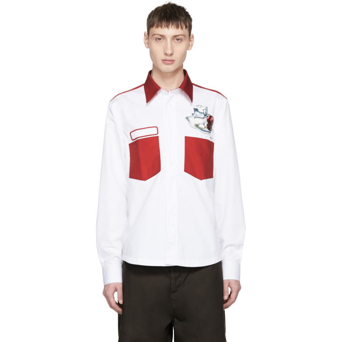 Photo: Acne Studios White and Red Spilled Cocktail Seattle Shirt 