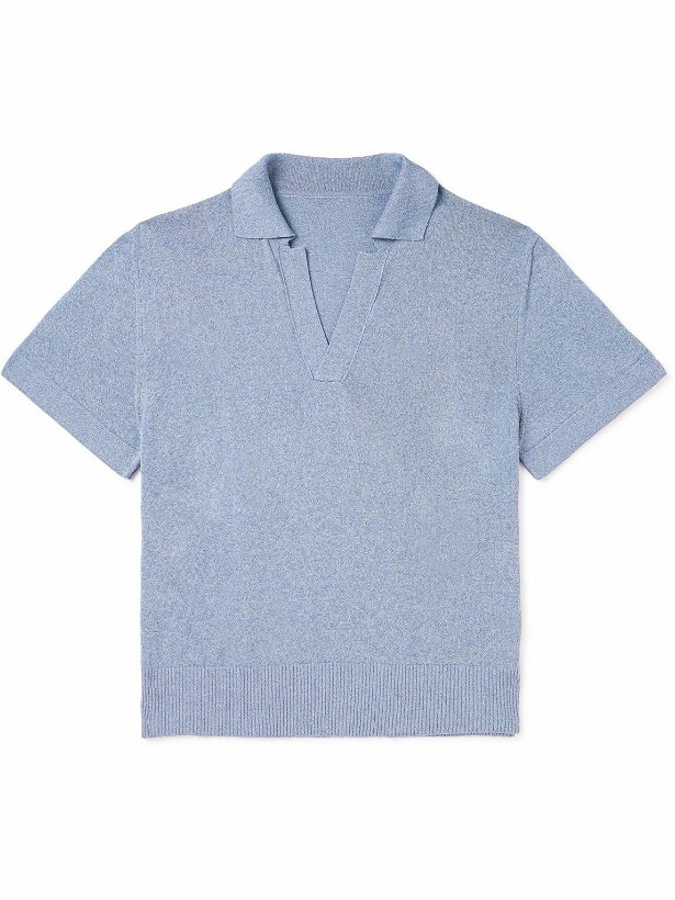 Photo: Stòffa - Mouliné Cotton Polo Shirt - Blue