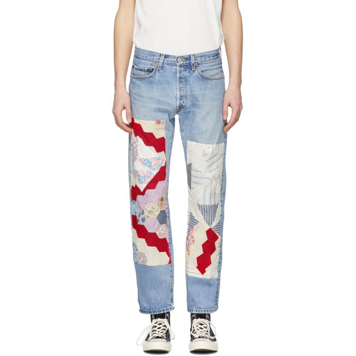 Photo: B Sides Indigo Bode Edition Quilt 2 Patchwork Jeans 