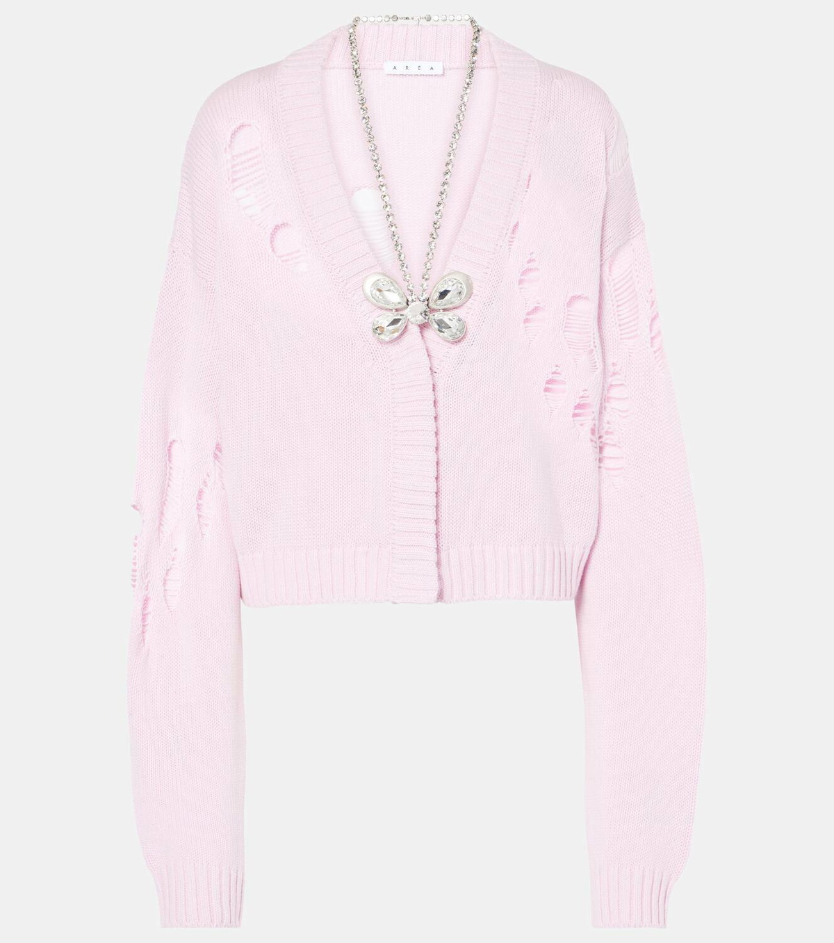 Area Embellished cotton and cashmere cardigan
