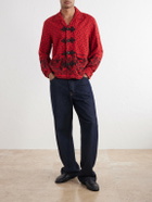 BODE - Camp-Collar Embellished Printed Cotton-Poplin Shirt - Red