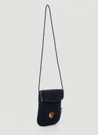 Quilted Fleece Crossbody Bag in Dark Blue