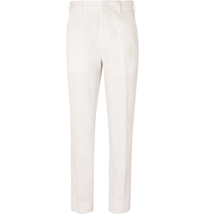 Photo: Ermenegildo Zegna - Cotton and Linen-Blend Trousers - White