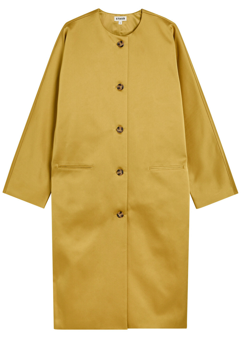 Staud Liz Satin Coat Yellow