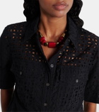 Veronica Beard Spruce embroidered cotton shirt