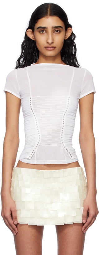 Photo: Fancì Club White Vermillion Lace-Up T-shirt