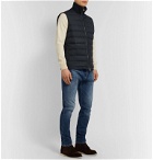 Dunhill - Leather-Trimmed Quilted Shell Down Gilet - Blue