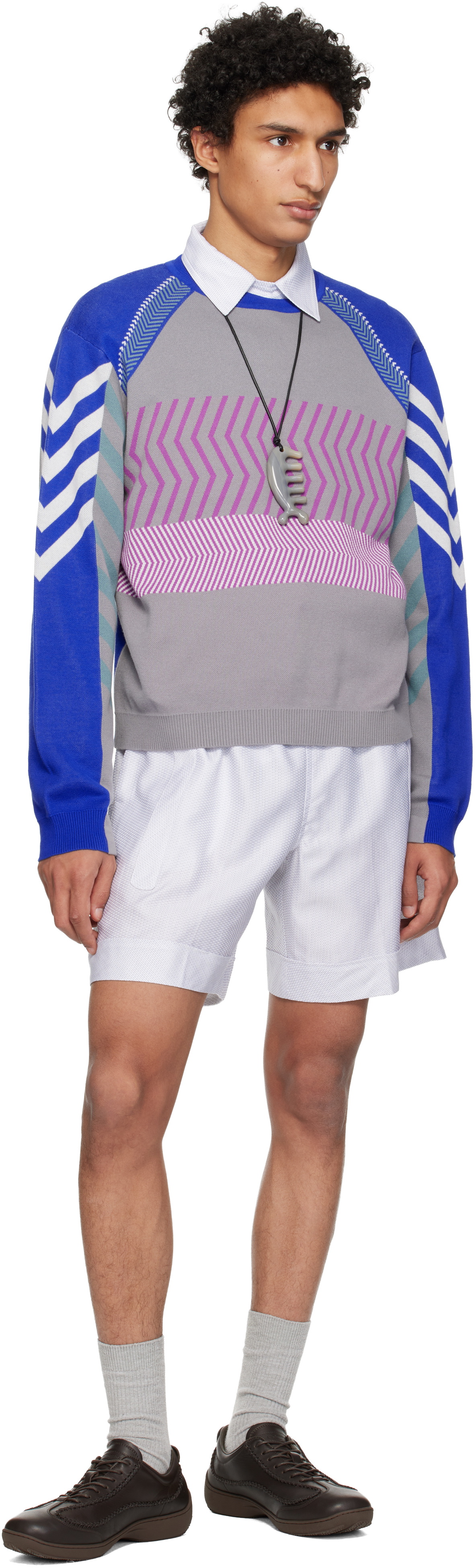 Kiko Kostadinov Gray & Blue Gizi Panelled Sweater
