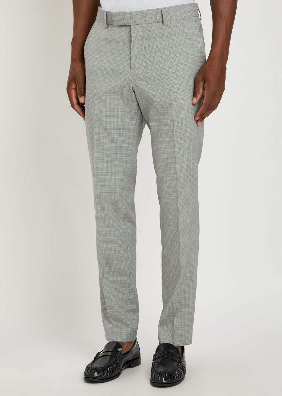 Boss Houndstooth Stretch-wool Suit Grey