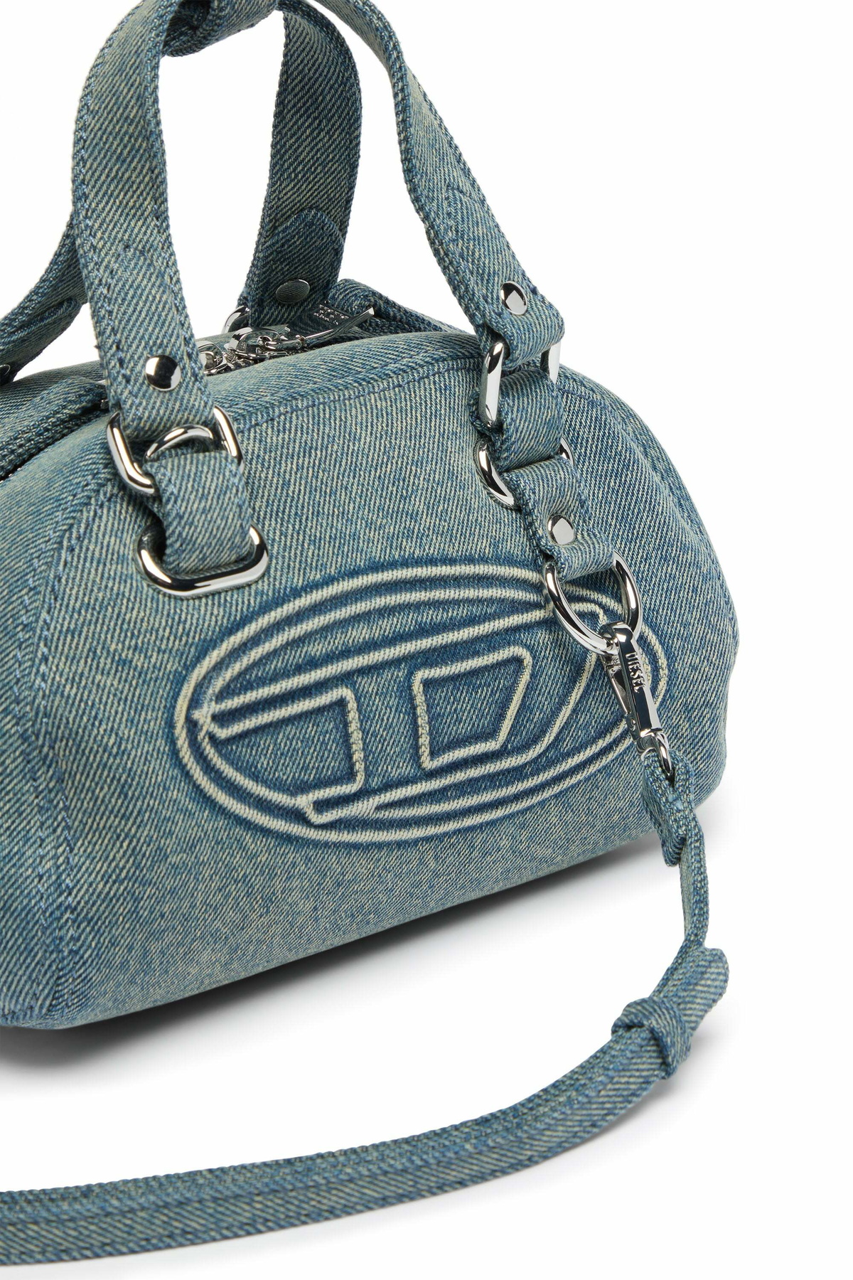 Diesel 1DR Dome-Small bowling bag in denim with Oval D logo - Crossbody Bags - Unisex - Blue