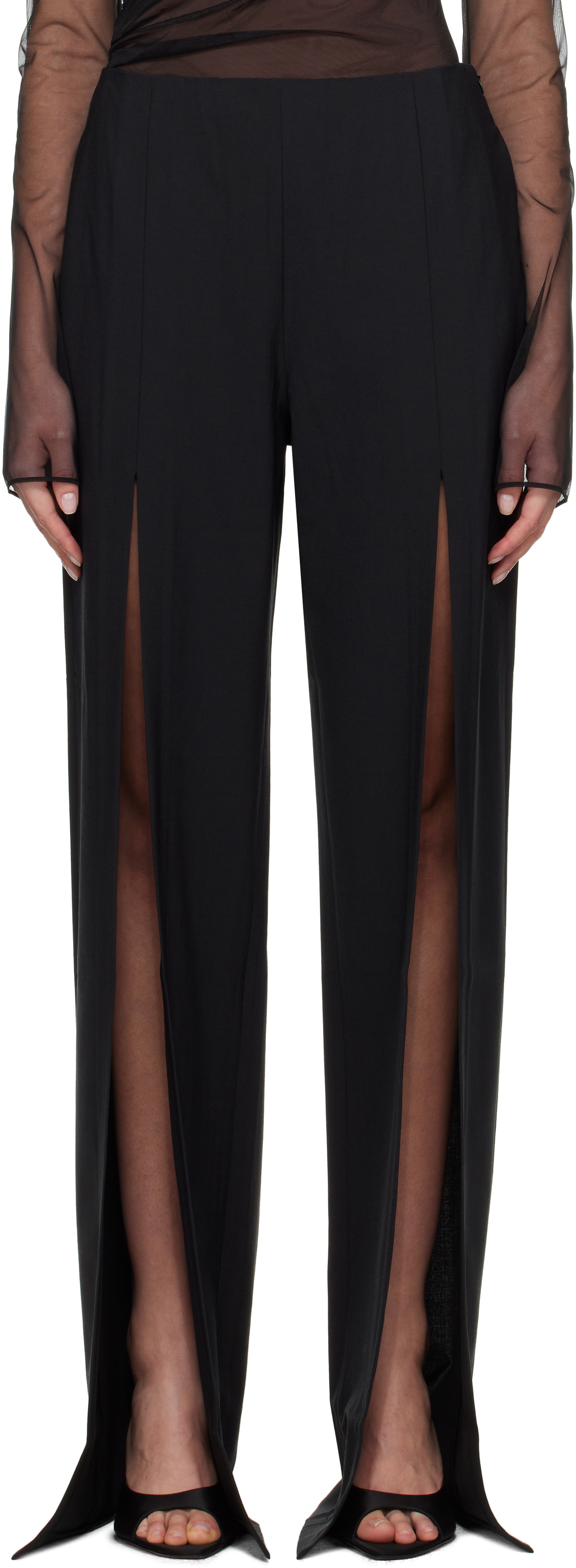 Nensi Dojaka Black Luna Tailored Slit Trousers