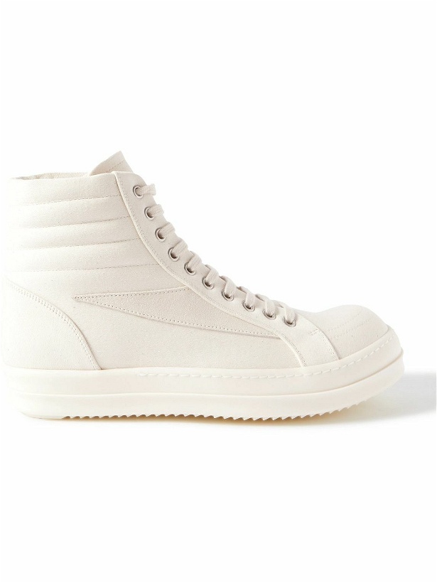Photo: DRKSHDW by Rick Owens - Vintage Suede-Trimmed Canvas High-Top Sneakers - White