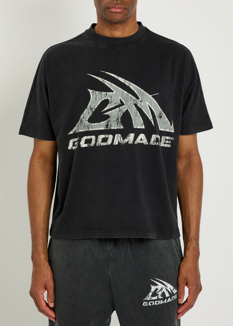 God Made Logo-print Cotton T-shirt Black