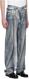 Ottolinger SSENSE Exclusive Blue Signature Wrap Jeans
