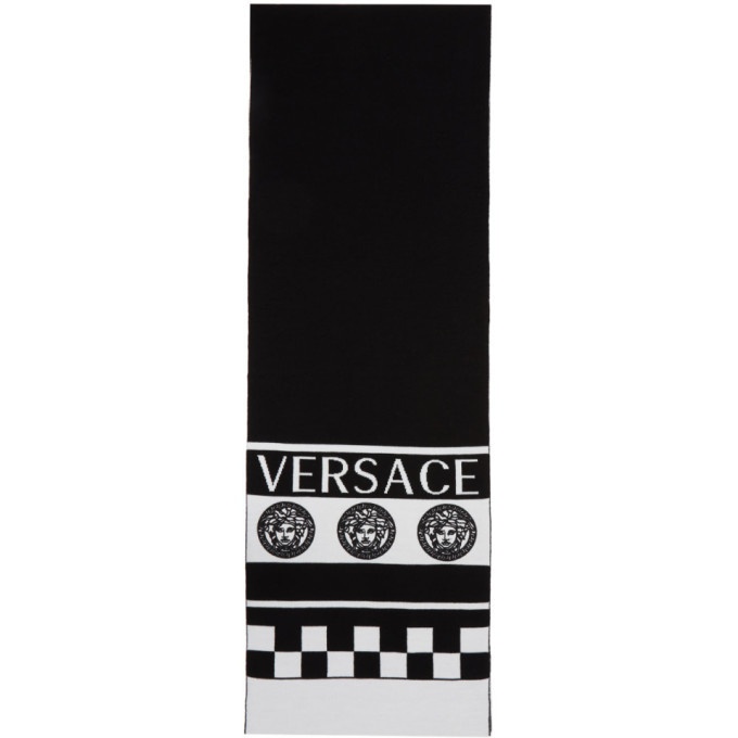 Versace Black and White Vintage Logo Scarf Versace