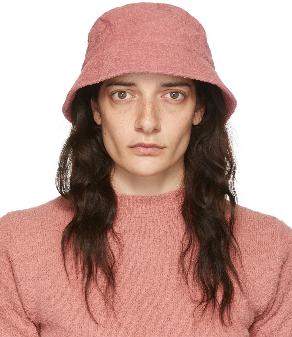 AURALEE Pink Organic Cotton Terrycloth Bucket Hat Auralee