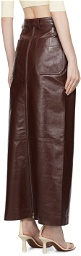 Niccolo Pasqualetti Brown Patta Leather Maxi Skirt