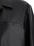 ARMA cave Black Oversize Shirt With Notched Collar In Leather Man