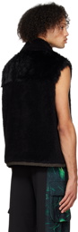 Feng Chen Wang Black Embellished Faux-Fur Vest