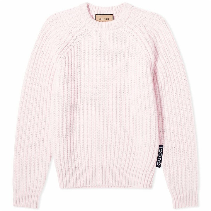 Photo: Gucci Men's Ribbed Crew Neck Knit Jumper in Baby Pink