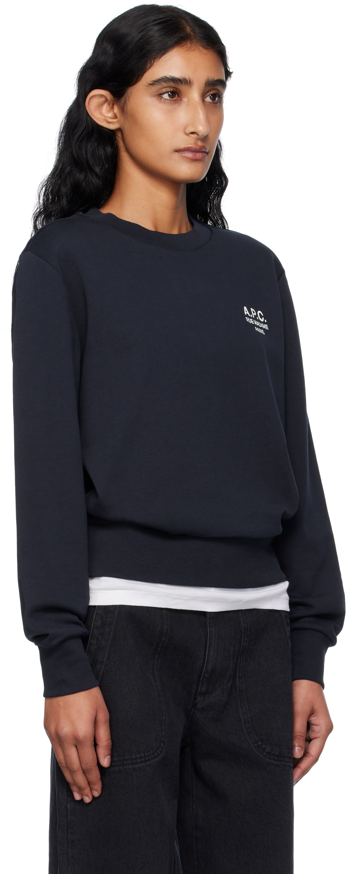 A.P.C. Navy Boxy 'Rue Madame' Sweatshirt