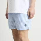 Calvin Klein Men's Medium Drawstring Swim Shorts in Penny Stripe/Blue Descent
