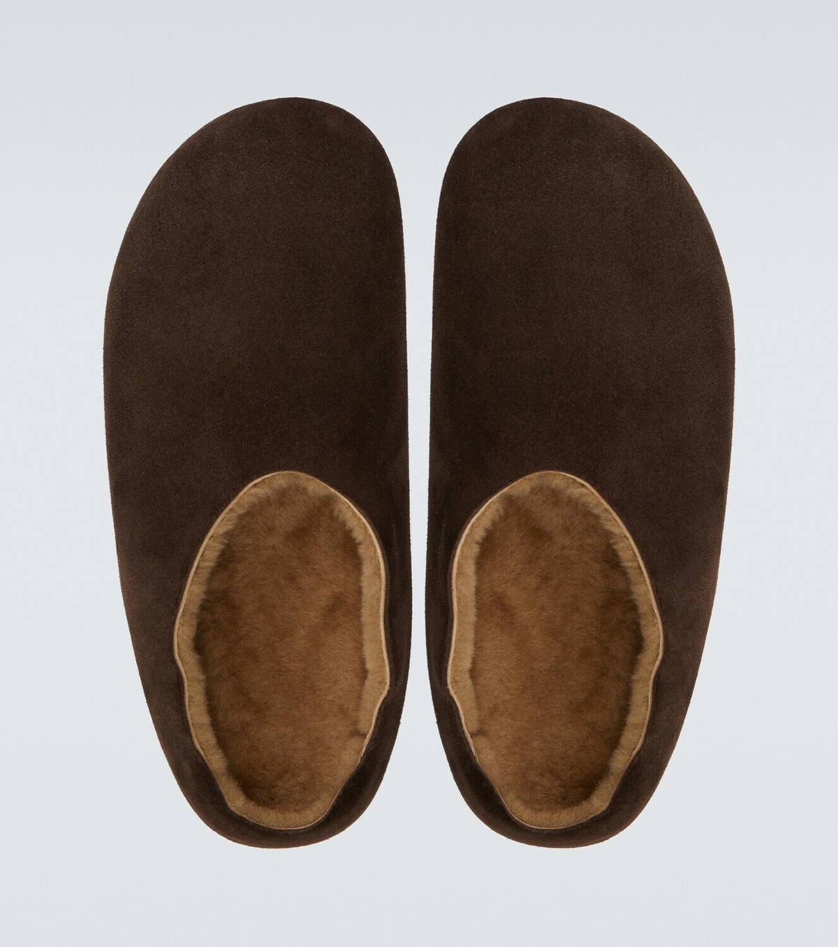 The Row Hudson shearling-lined suede mules