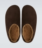 The Row Hudson shearling-lined suede mules