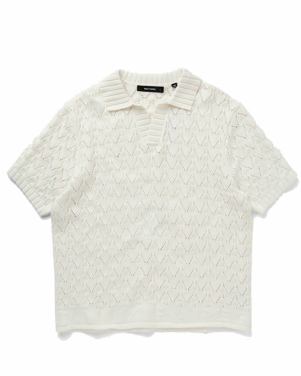 Photo: Daily Paper Yinka Relaxed Knit Ss Polo White - Mens - Polos