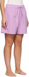 Tekla Purple Poplin Pyjama Shorts