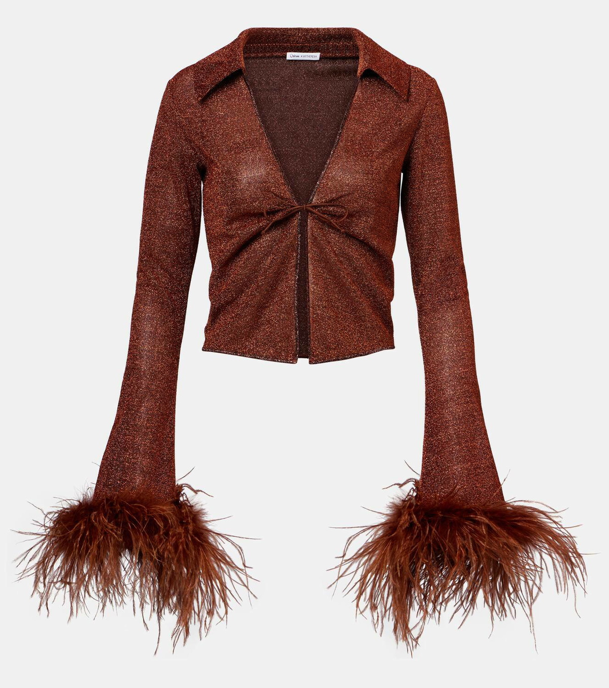 Oséree Lumière Plumage feather-trimmed blouse