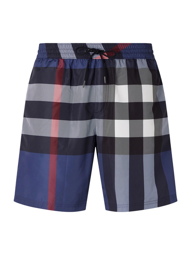 Photo: Burberry - Straight-Leg Mid-Length Checked Swim Shorts - Blue