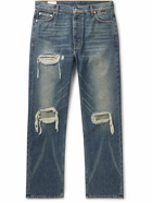 Rhude - Straight-Leg Panelled Distressed Jeans - Blue
