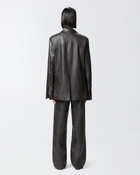 Pinko Reimagine By Pinko X Patrick Mc Dowell Single Breasted Leather Blazer With Pockets Deep Brown