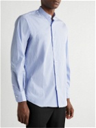 Saman Amel - Grandad-Collar Striped Cotton-Poplin Shirt - Blue