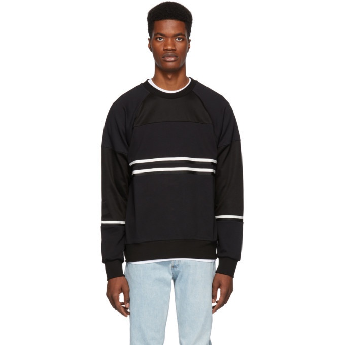 Photo: PS by Paul Smith Black Striped Panelled Sweatshirt
