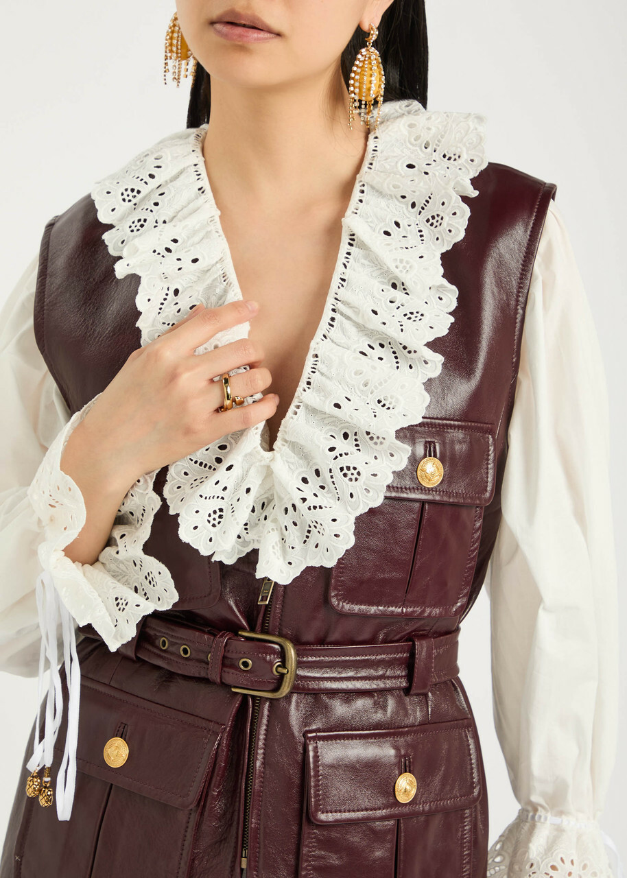 Chloe Leather Gilet Brown
