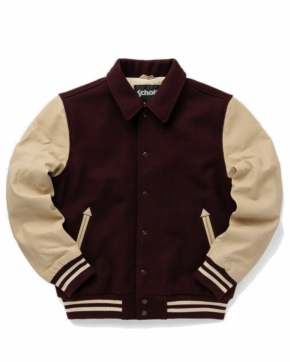 Photo: Schott Nyc Teddy Col Classique Red/Beige - Mens - Bomber Jackets/College Jackets