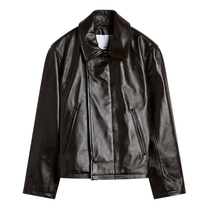 Photo: Sage Nation Men's Fold Leather Blouson in Dark Brown