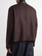 SAGE NATION - Painter Leather-Trimmed Wool-Twill Blouson Jacket - Brown