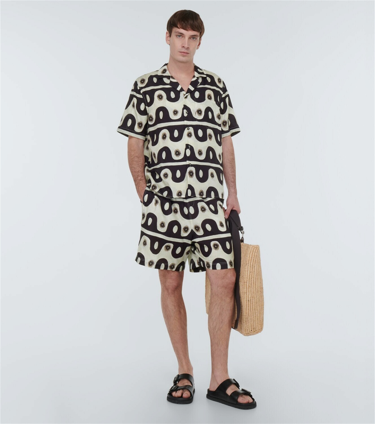 Commas Printed cotton and silk shorts