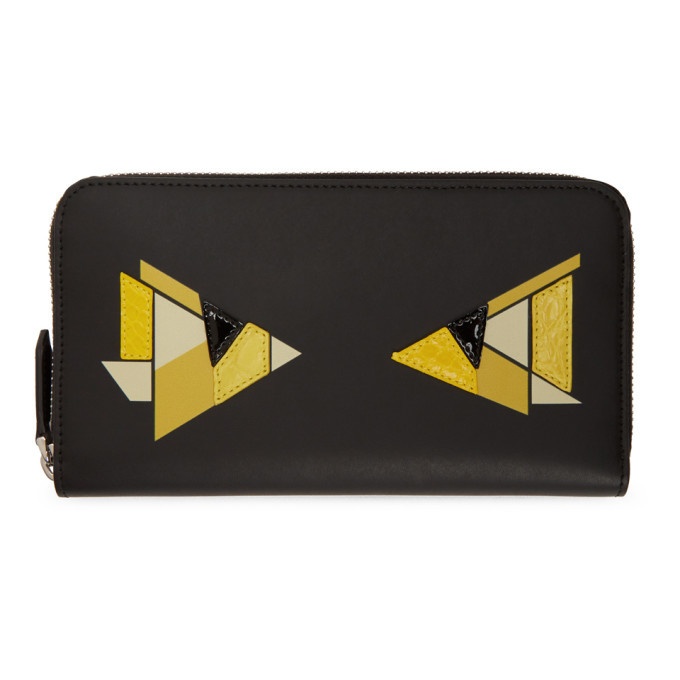 Photo: Fendi Black and Yellow Digital Bag Bugs Continental Wallet