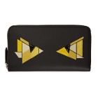 Fendi Black and Yellow Digital Bag Bugs Continental Wallet