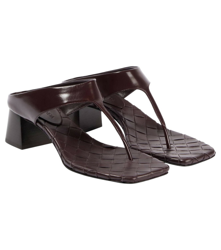 Photo: Bottega Veneta Marella Intrecciato 45 leather thong sandals