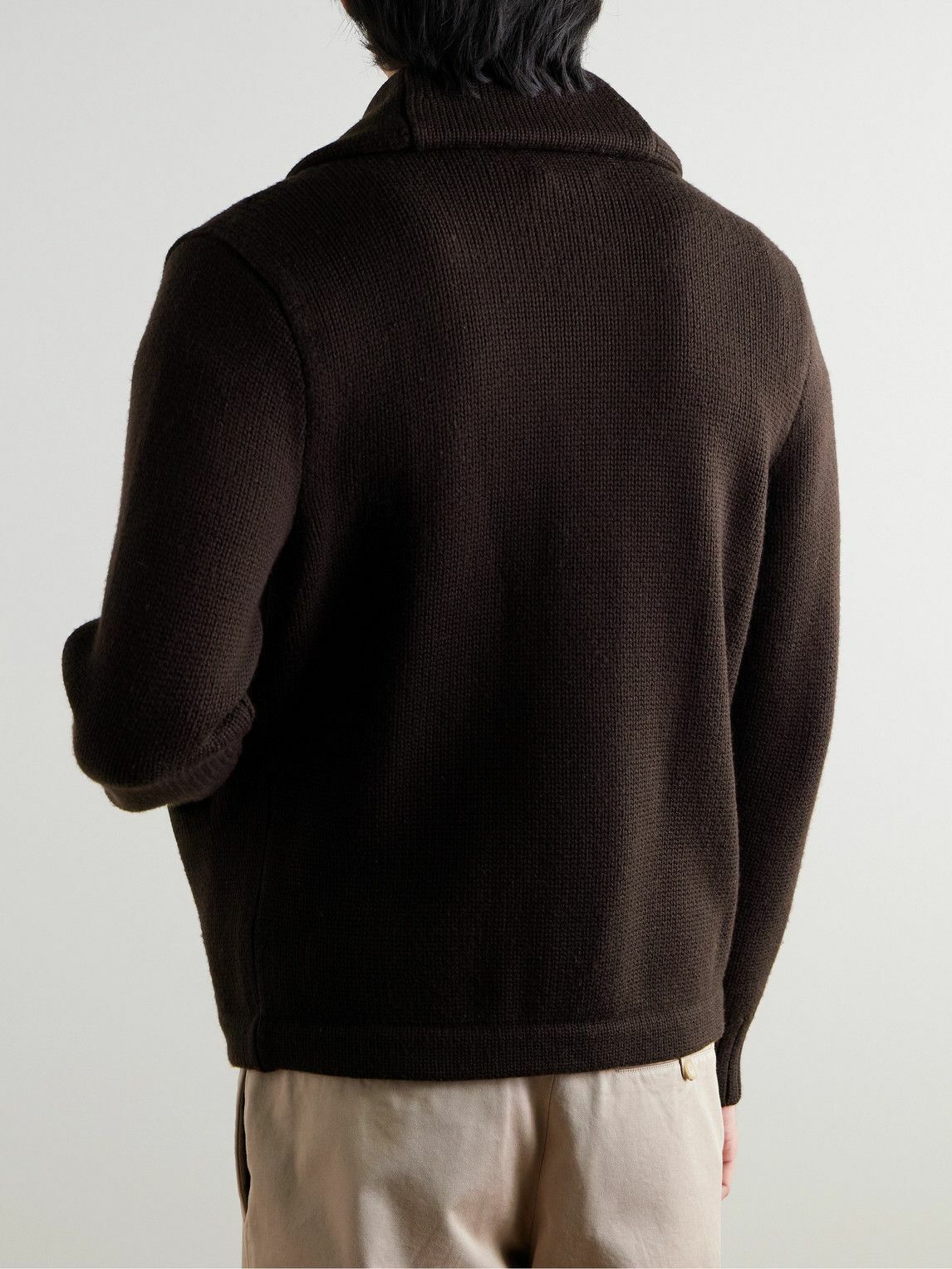 RRL - Logo-Appliquéd Shawl-Collar Wool Cardigan - Brown RRL RRL - Logo-Appliquéd Shawl-Collar Wool Cardigan - Brown RRL