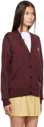 Maison Kitsuné Burgundy Fox Head Patch Cardigan