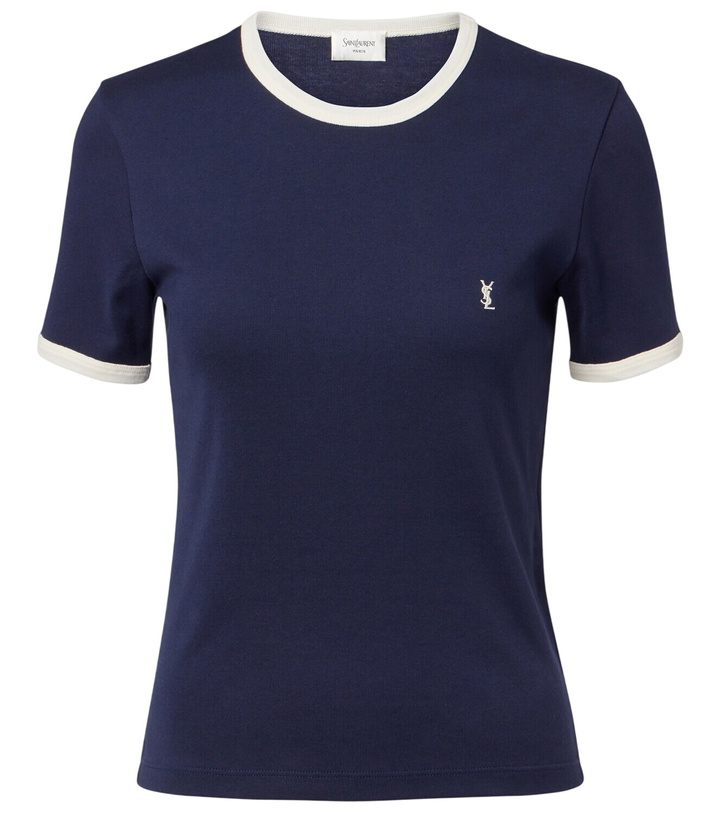 Photo: Saint Laurent Ribbed-knit cotton jersey T-shirt