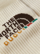 GUCCI - The North Face Ribbed Cotton-Blend Jacquard Socks - Neutrals